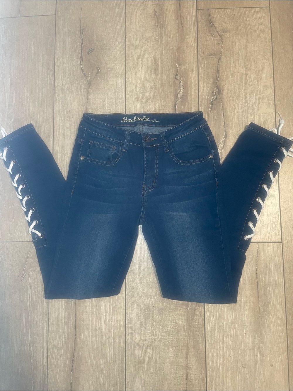 Unk Dark Blue Lace-Up Skinny Jeans